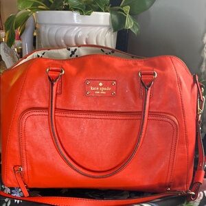 Kate Spade Orange Red Satchel with Structured Design